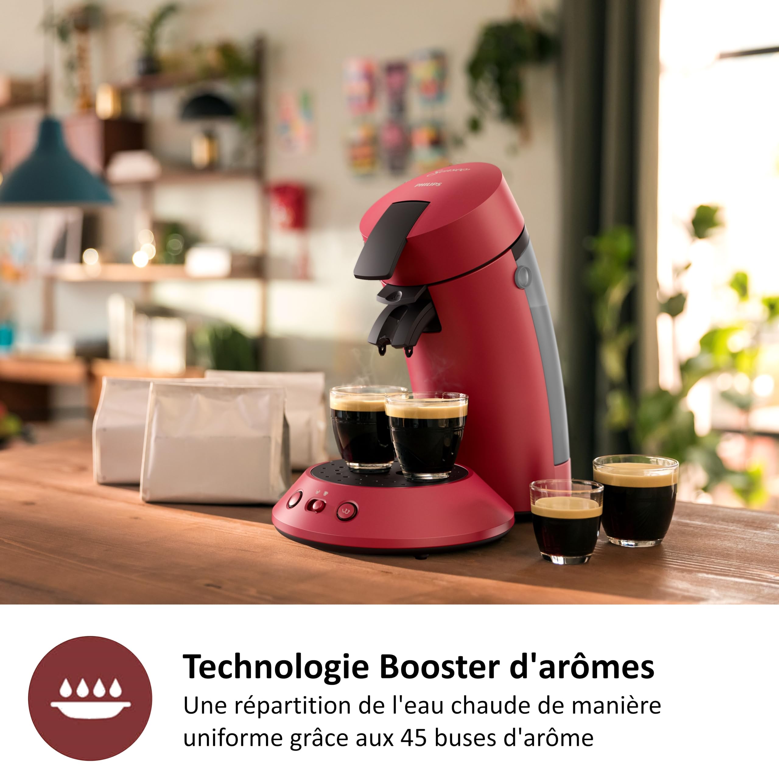 SENSEO Original Plus – Machine à café à dosettes Rouge (CSA210/91)